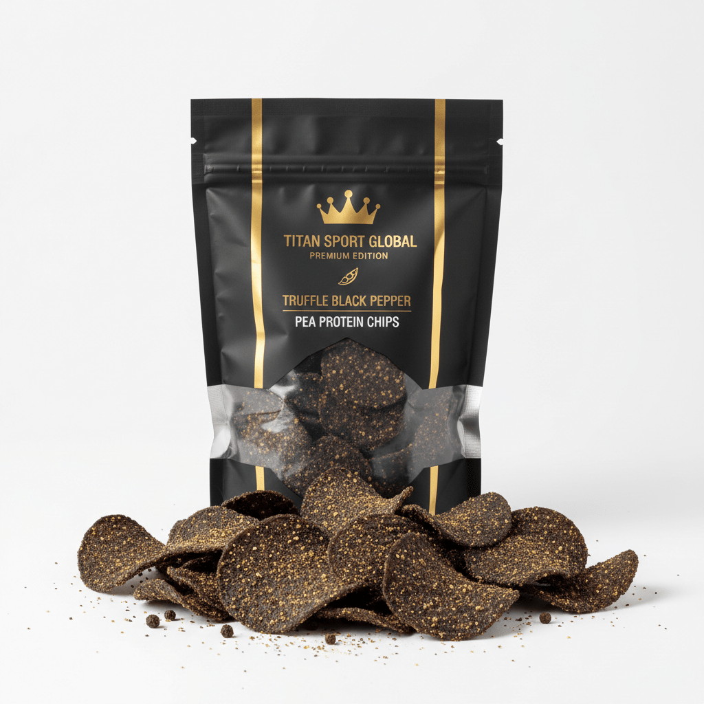 Crown Edition Truffle Black Pepper Pea Protein Chips — matte black Crown Edition pouch