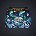 TITAN Snow Leopard Aurora Women's Cozy Boxer Shorts Crown Edition — anime snow leopard art on matte black