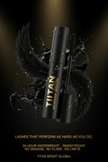 TITAN Waterproof Mascara — Dramatic Black Feather Plume Design