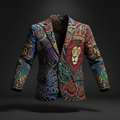 TITAN Crown Edition Sport Blazer — bold tattoo-style artwork on matte black structured athletic jacket