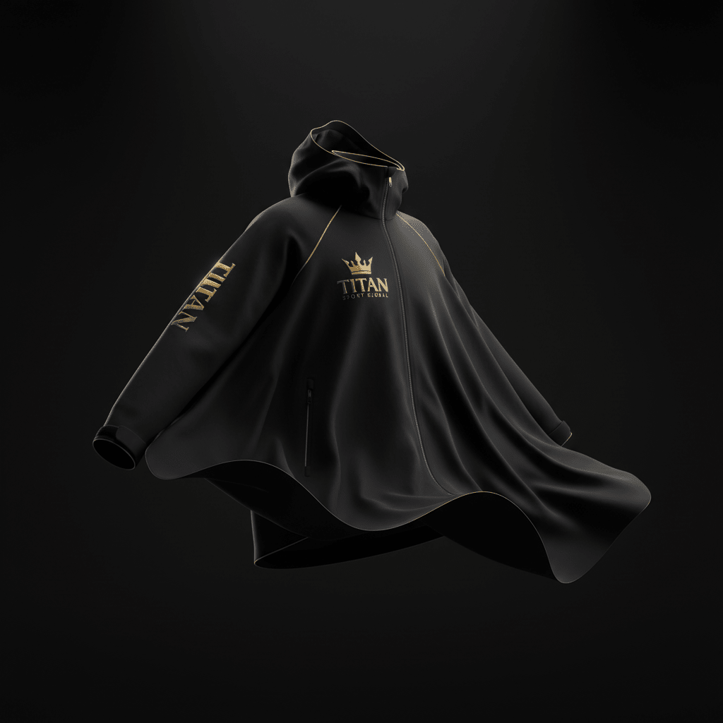 TITAN Waterproof Sport Jacket Blackout Crown — matte black with gold crown logo