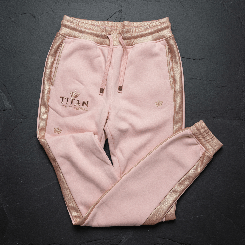 TITAN Women's Rose Gold Crown Joggers flat lay