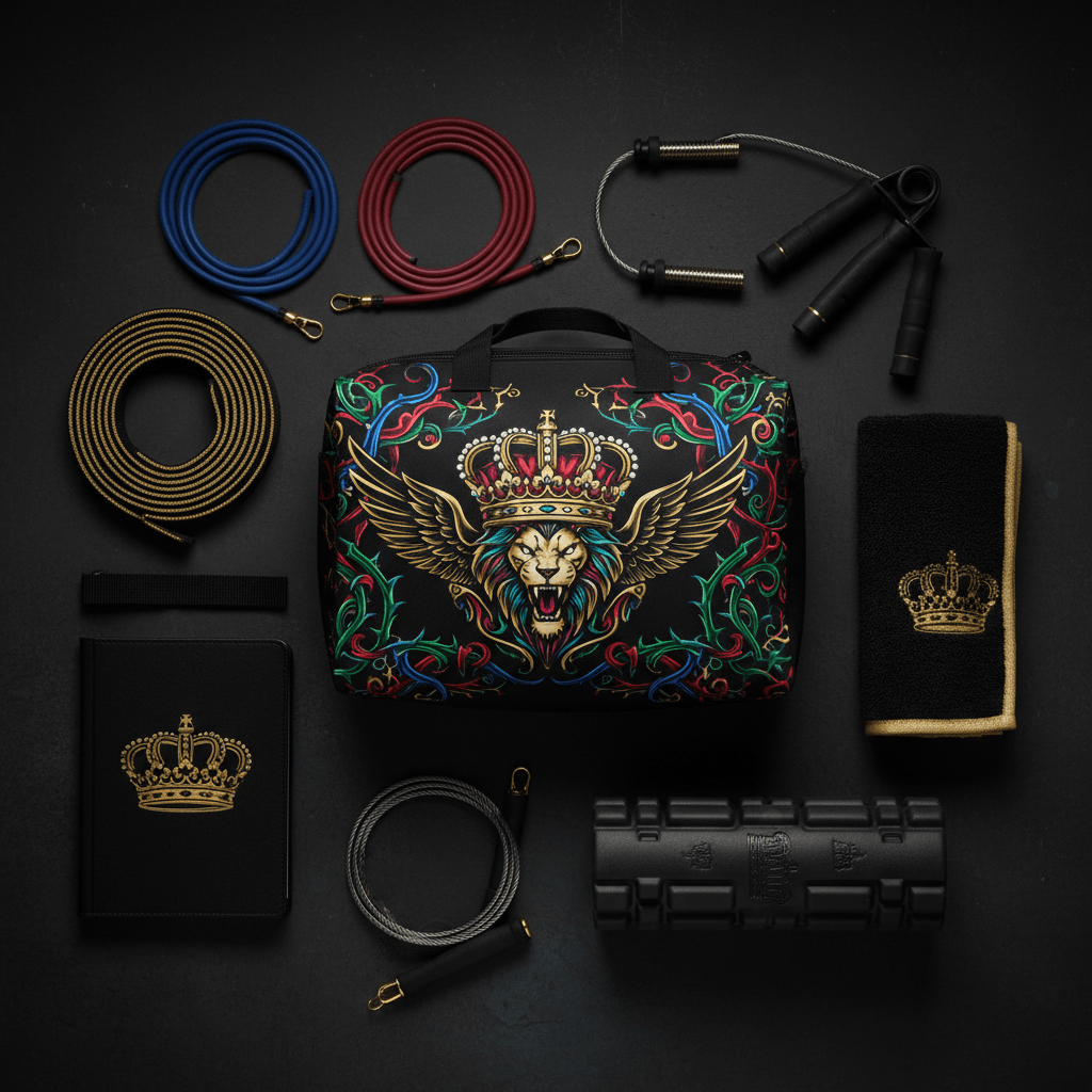 TITAN Crown Edition Elite Athlete Field Kit — matte black and gold premium sports kit