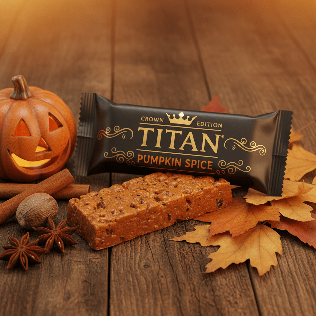 TITAN Vegan Protein Bar Pumpkin Spice Crown Edition — 20g protein premium product shot