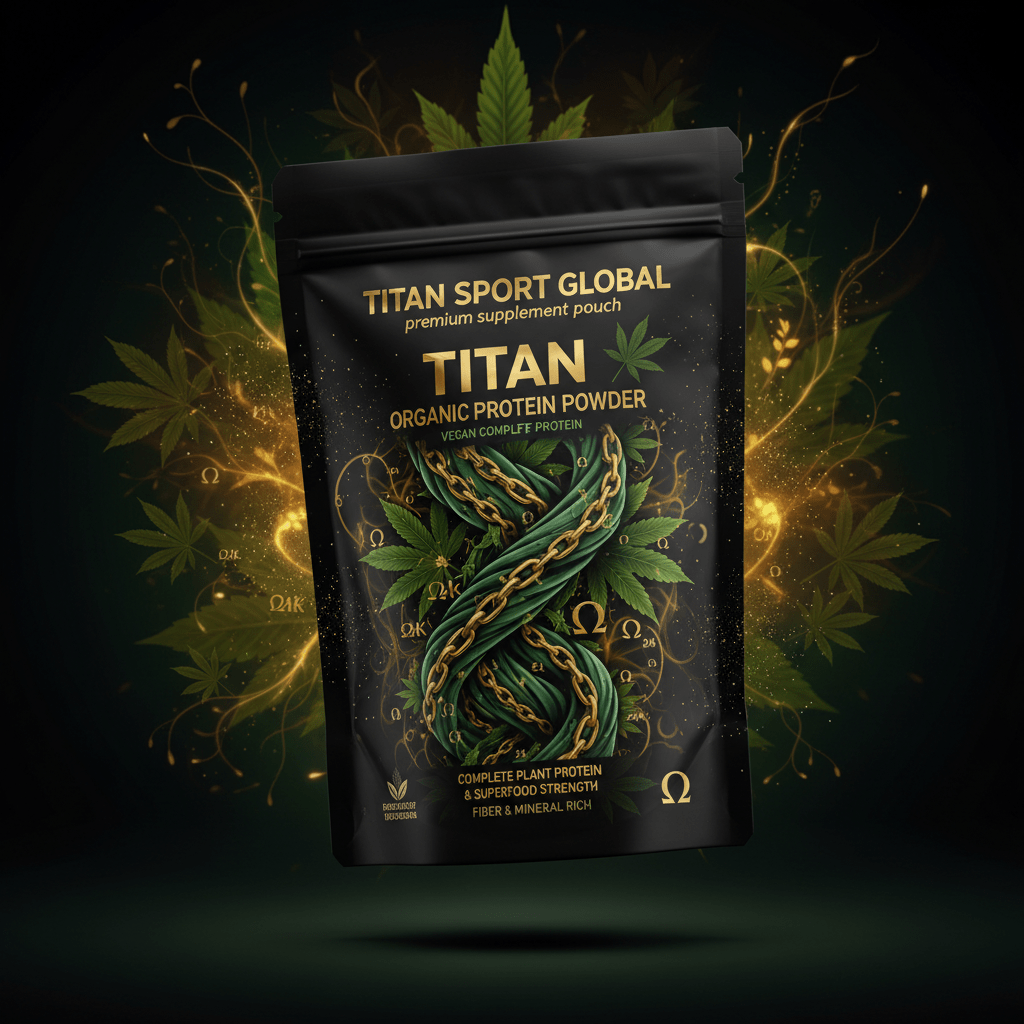 TITAN Organic Hemp Protein Powder Vegan Complete Protein supplement pouch
