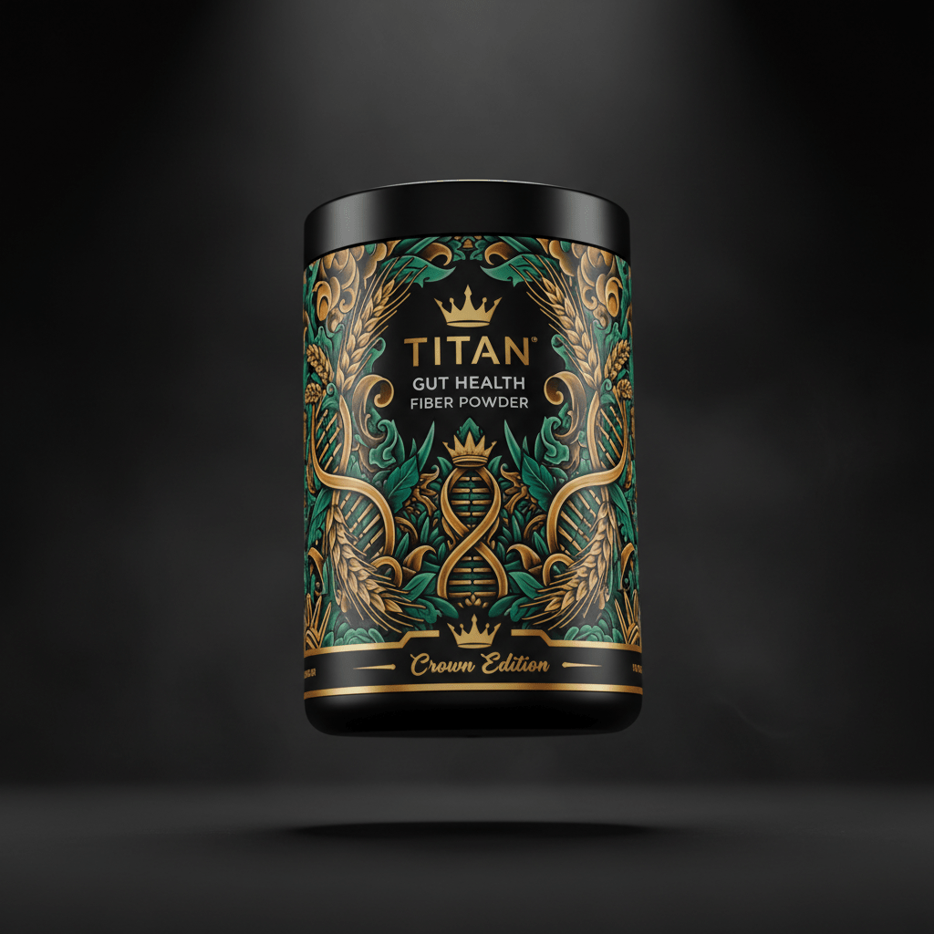 TITAN Gut Health Fiber Powder - Crown Edition tattoo-style artwork