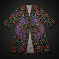 TITAN Crown Edition Tattoo Art Women's Lounge Robe - bold colorful tattoo artwork on matte black velour