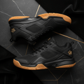 TITAN Volleyball Shoes Crown Edition matte black gold crown logo heel gum rubber outsole breathable mesh upper pair