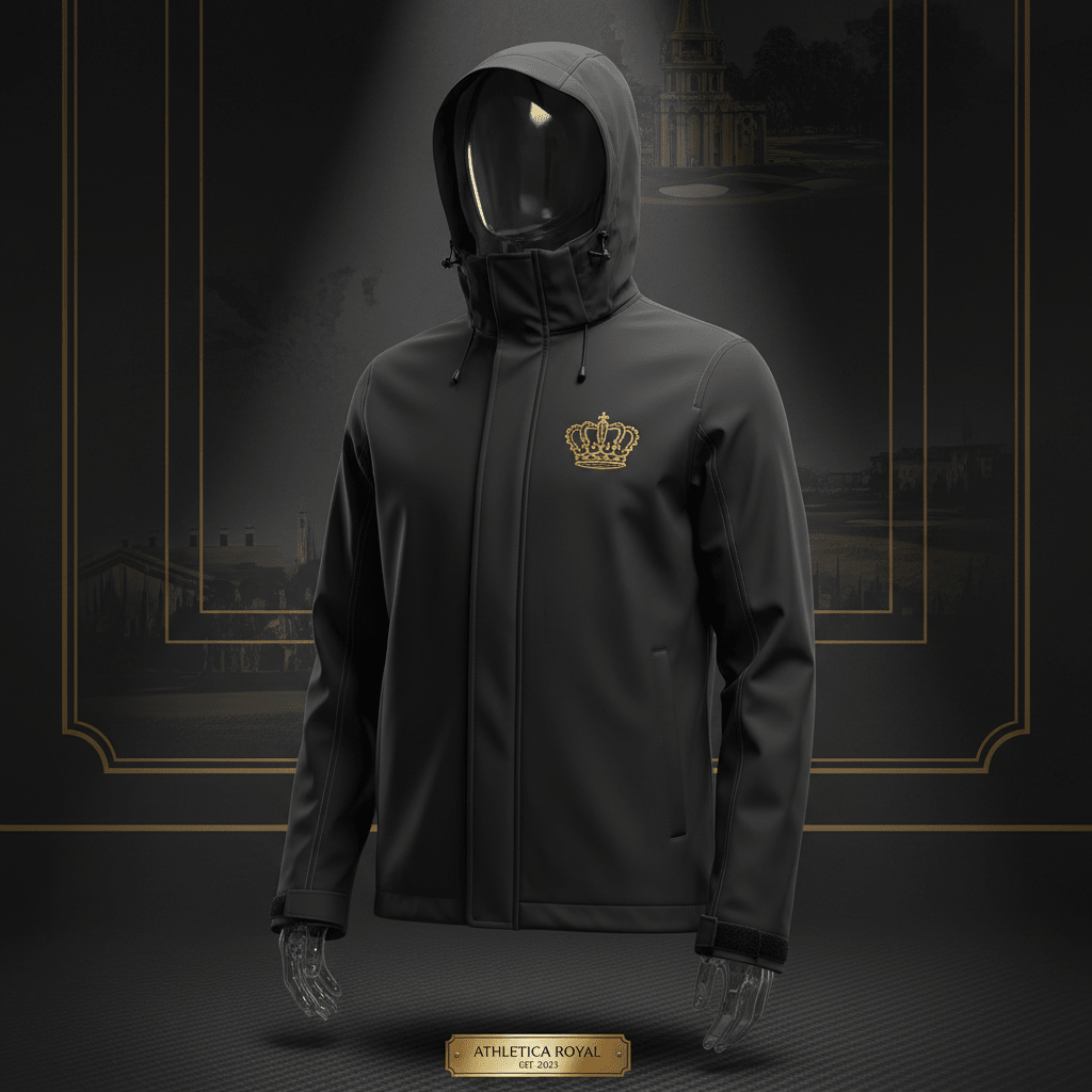 TITAN Golf Waterproof Jacket Crown Edition matte black 3-layer shell gold crown chest embroidery ghost mannequin
