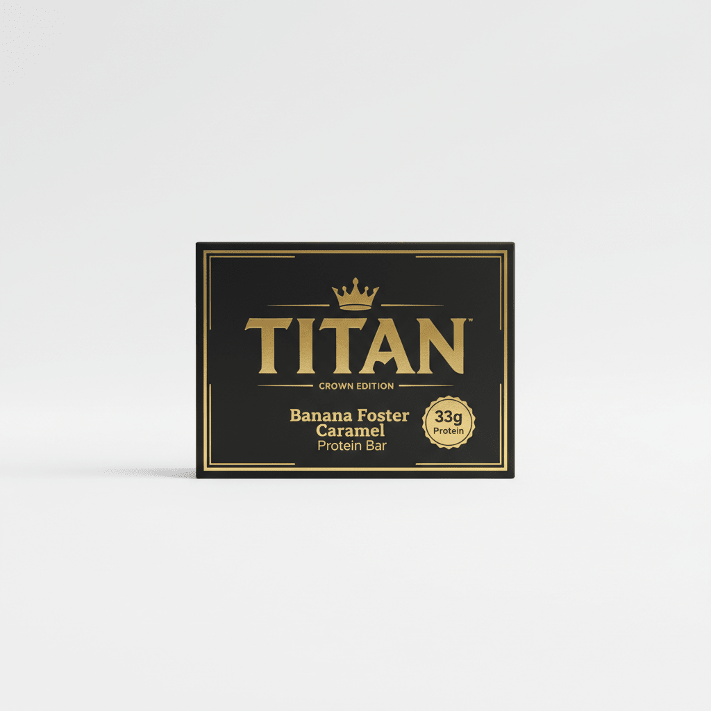 TITAN Banana Foster Caramel Protein Bar Crown Edition packaging