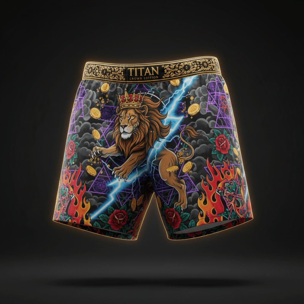 TITAN Men's Running Shorts - Lion Warrior Crown Edition Design