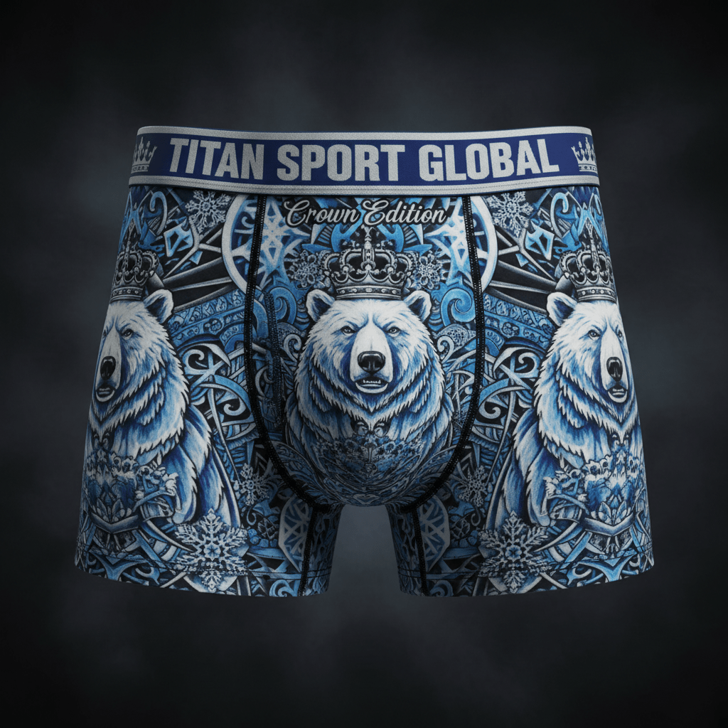 TITAN Crown Edition Men's Arctic King Boxer Briefs — Ice Blue & Silver