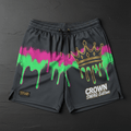 TITAN Men's Neon Drip Crown Athletic Shorts — Electric King SWAG Edition