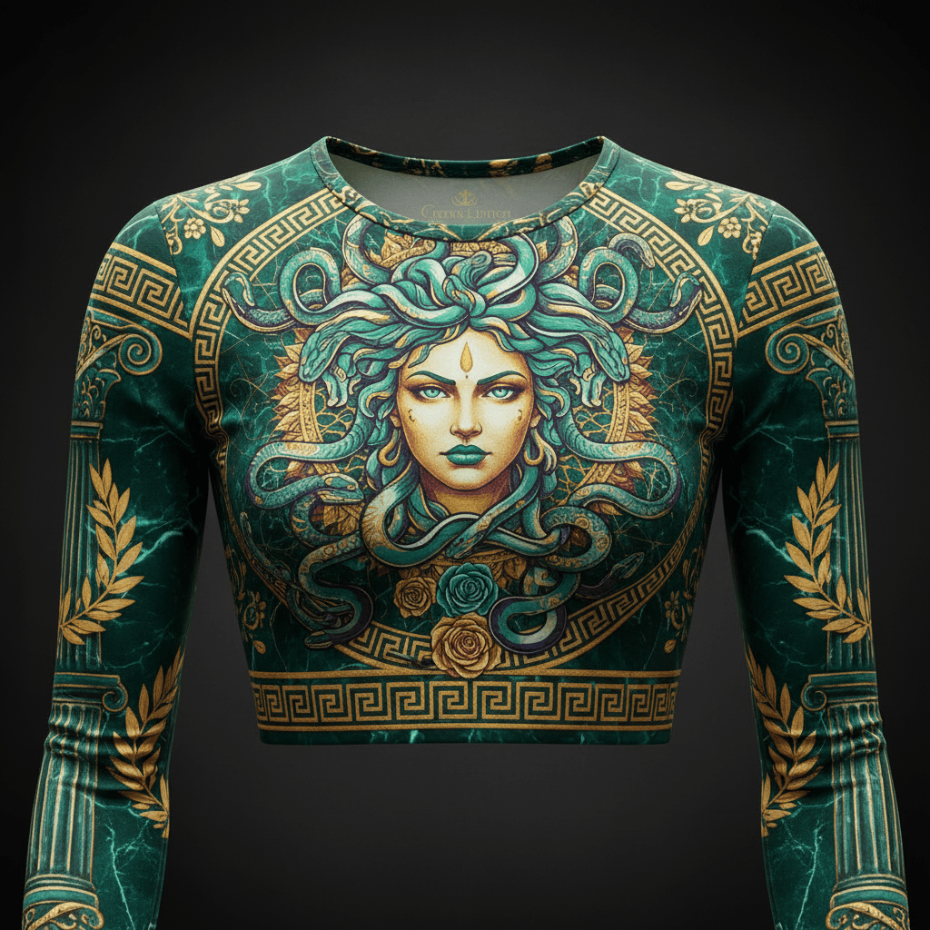 TITAN Women’s Medusa Serpent Queen Long Sleeve Crop — Gorgon Edition