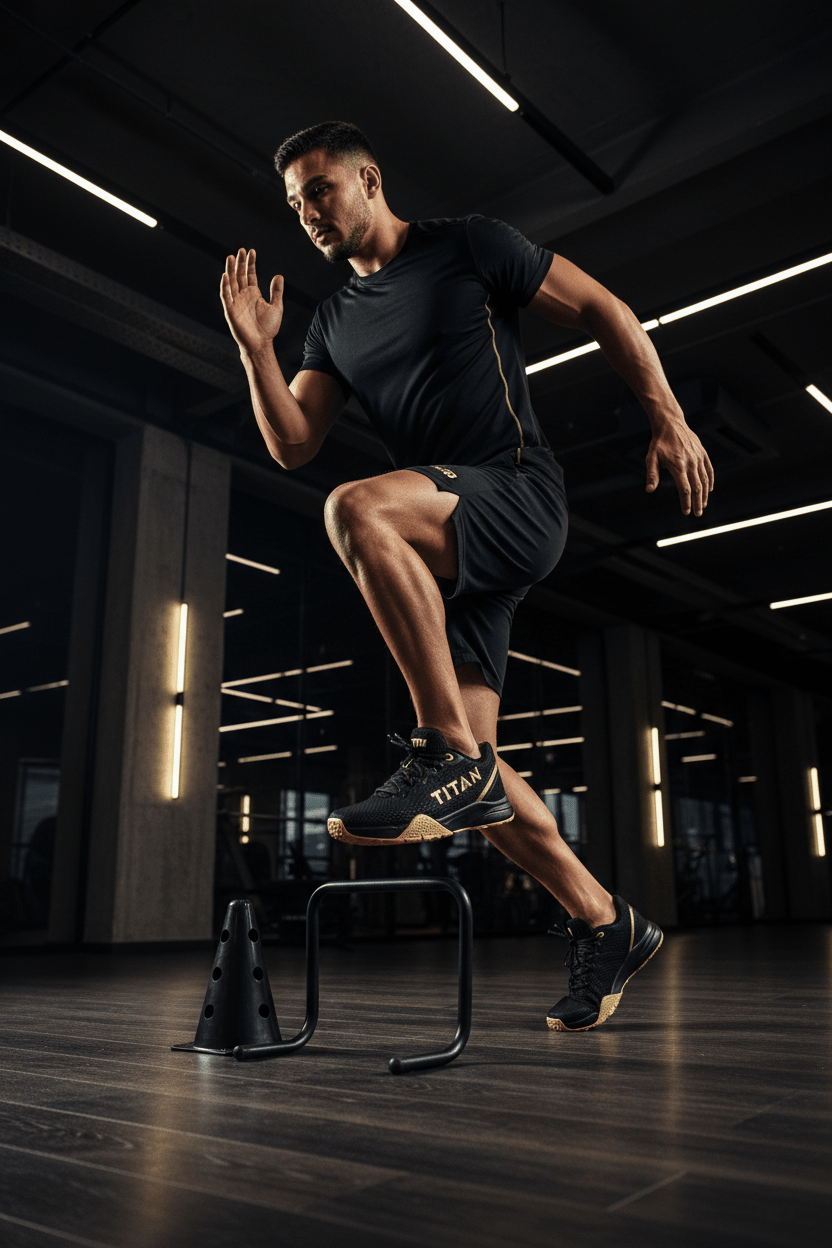 TITAN Cross Training Shoes Men's lifestyle shot, athlete in gym