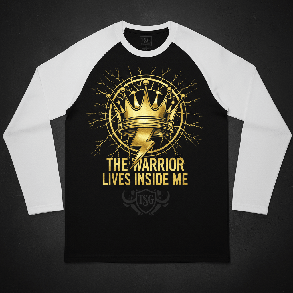 TITAN Warrior Within Raglan Tee Crown Strike black white gold lightning warrior streetwear