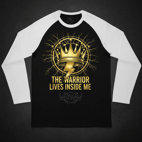 TITAN Warrior Within Raglan Tee Crown Strike black white gold lightning warrior streetwear