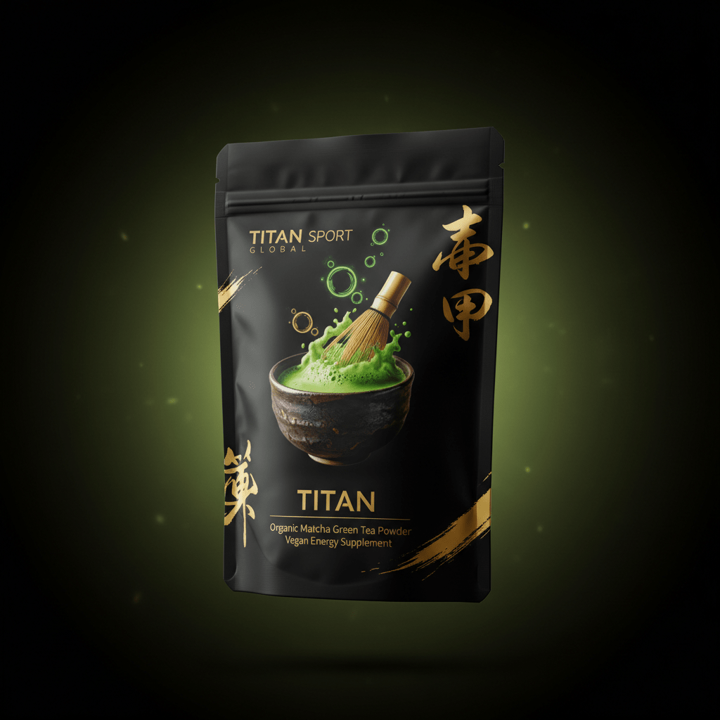 TITAN Organic Matcha Green Tea Powder Vegan Energy Supplement pouch