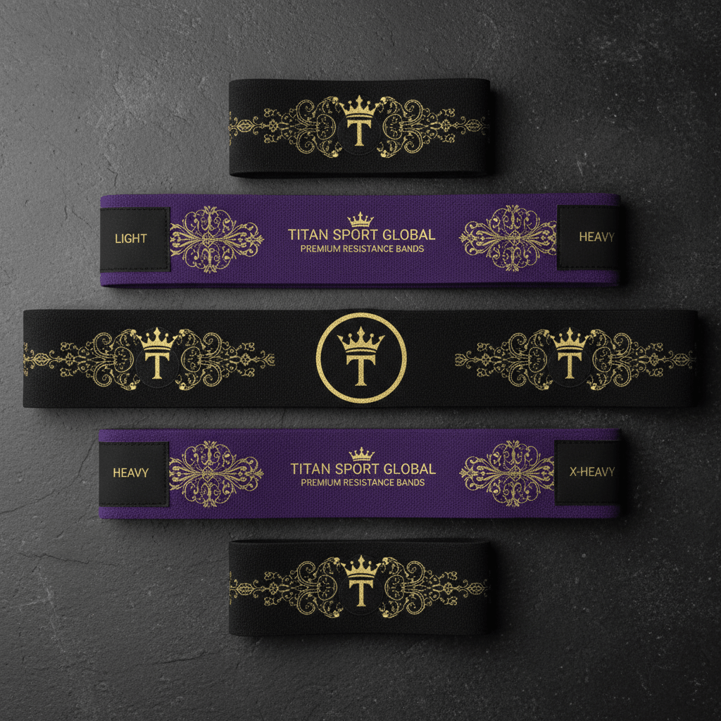 TITAN Premium Resistance Bands Set Galaxy Crown Edition flat lay