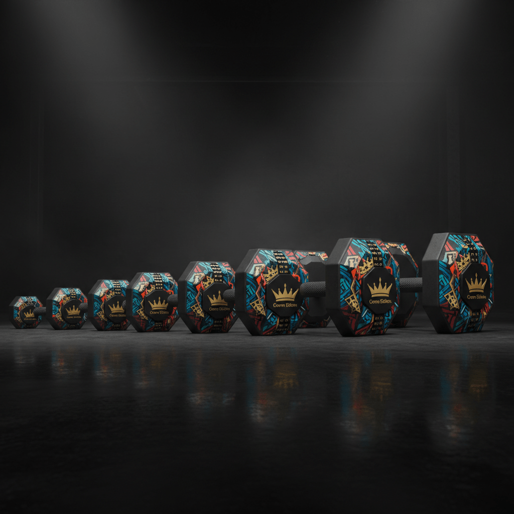 TITAN Crown Edition Rubber Hex Dumbbell Set