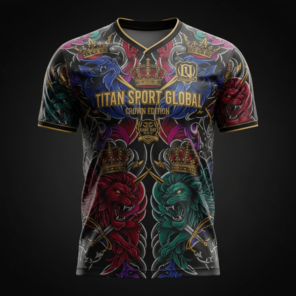 TITAN Sublimation Sports Jersey — Bold Crown Edition tattoo-style artwork