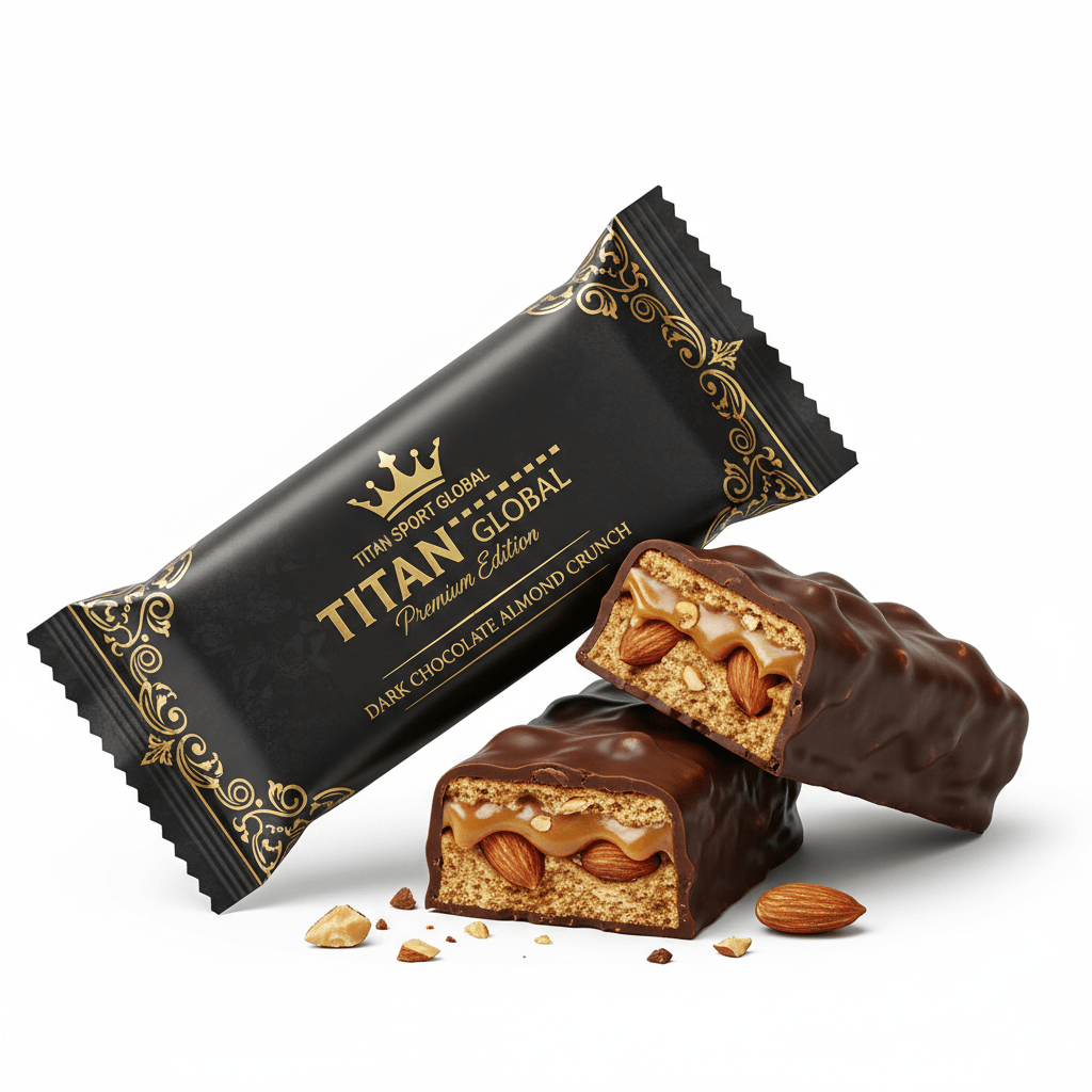 Crown Edition Dark Chocolate Almond Crunch Mega Bar — matte black gold foil wrapper