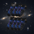 TITAN Elite Athletic No-Show Socks All Black 6-Pack — Celestial Galaxy Edition