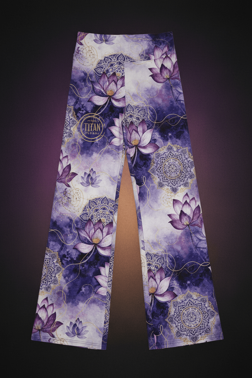 TITAN Performance Wide-Leg Yoga Pants — Lotus Mandala Watercolor Design