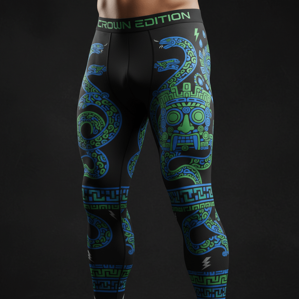 TITAN Aztec Tlaloc Compression Tights — Storm God Edition