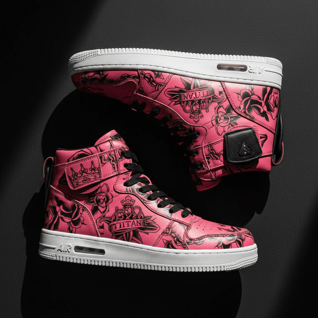 TITAN Luxury Sneaker — Dagger Tattoo Hot Pink Crown Edition