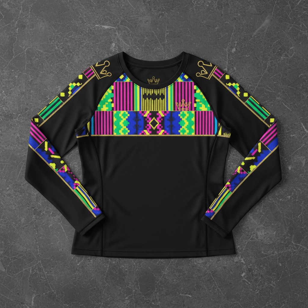 TITAN Women's Neon Kente Royalty Long Sleeve — Ashanti Queen Edition