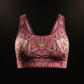 TITAN Crown Edition Peony Bloom Sports Bra — Rose & Champagne Gold tattoo artwork