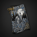 TITAN Crown Edition Men's Swim Trunks — Wolf Pack tattoo artwork on matte black fabric