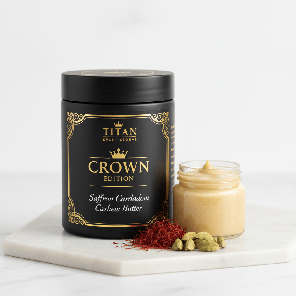 Crown Edition Saffron Cardamom Cashew Protein Butter — matte black Crown Edition jar