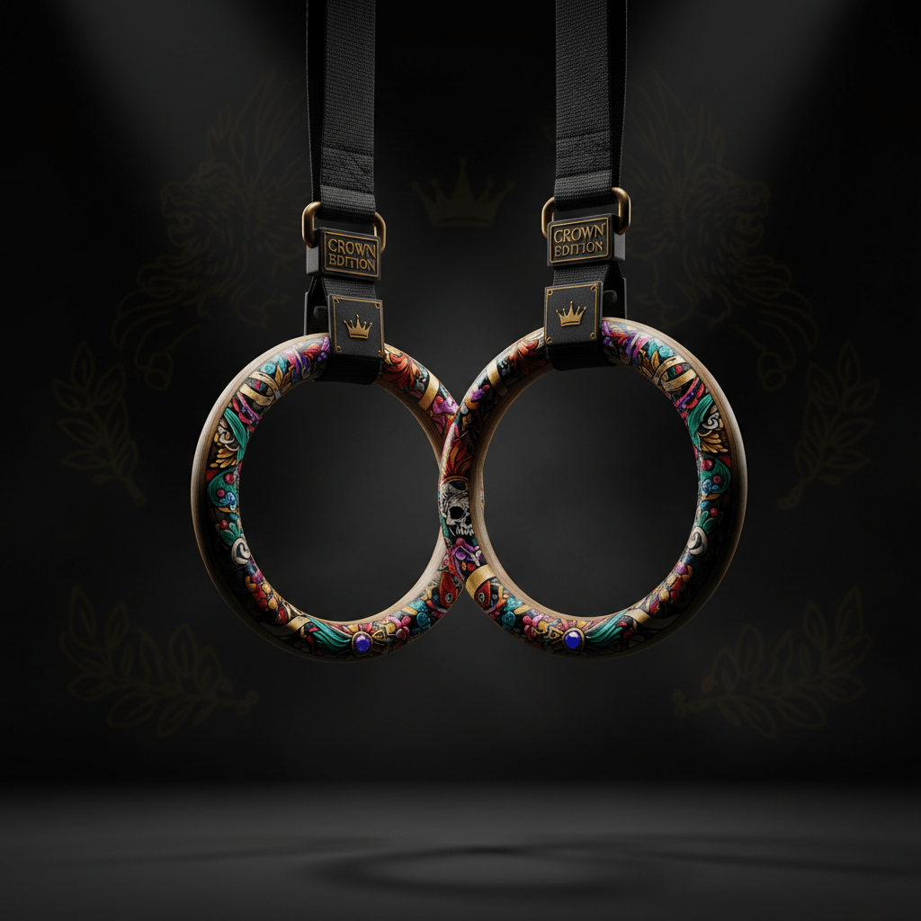 TITAN Crown Edition Wooden Gymnastic Rings — Crown Edition birch wood and gold