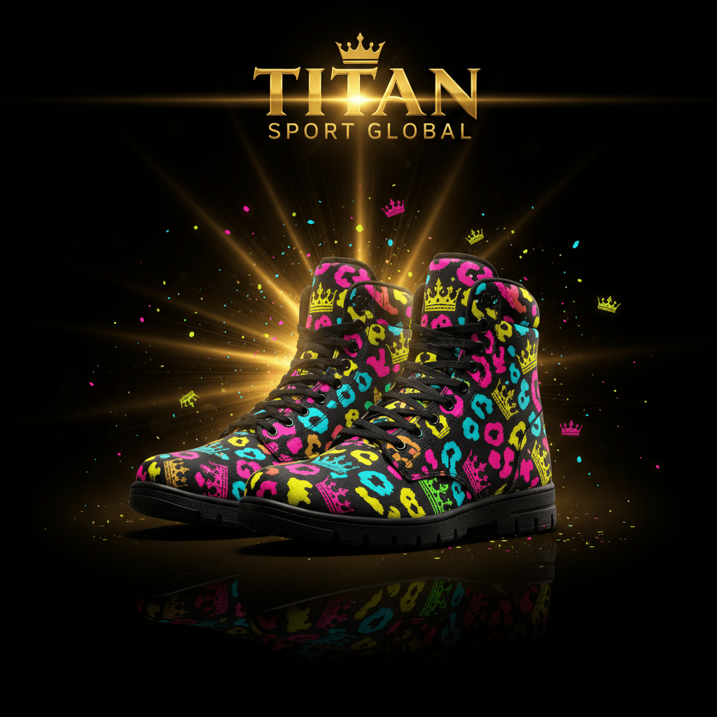 TITAN SPORT GLOBAL women's athletic boots with neon leopard crown pattern