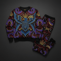 TITAN Crown Edition Tattoo Art Men's Lounge Matching Set - bold eagle tribe tattoo artwork on matte black fleece