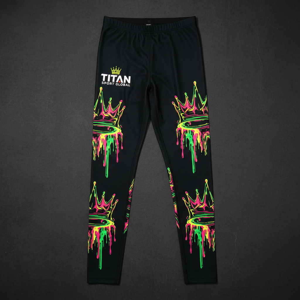TITAN Men's Neon Drip Crown Compression Tights flat lay