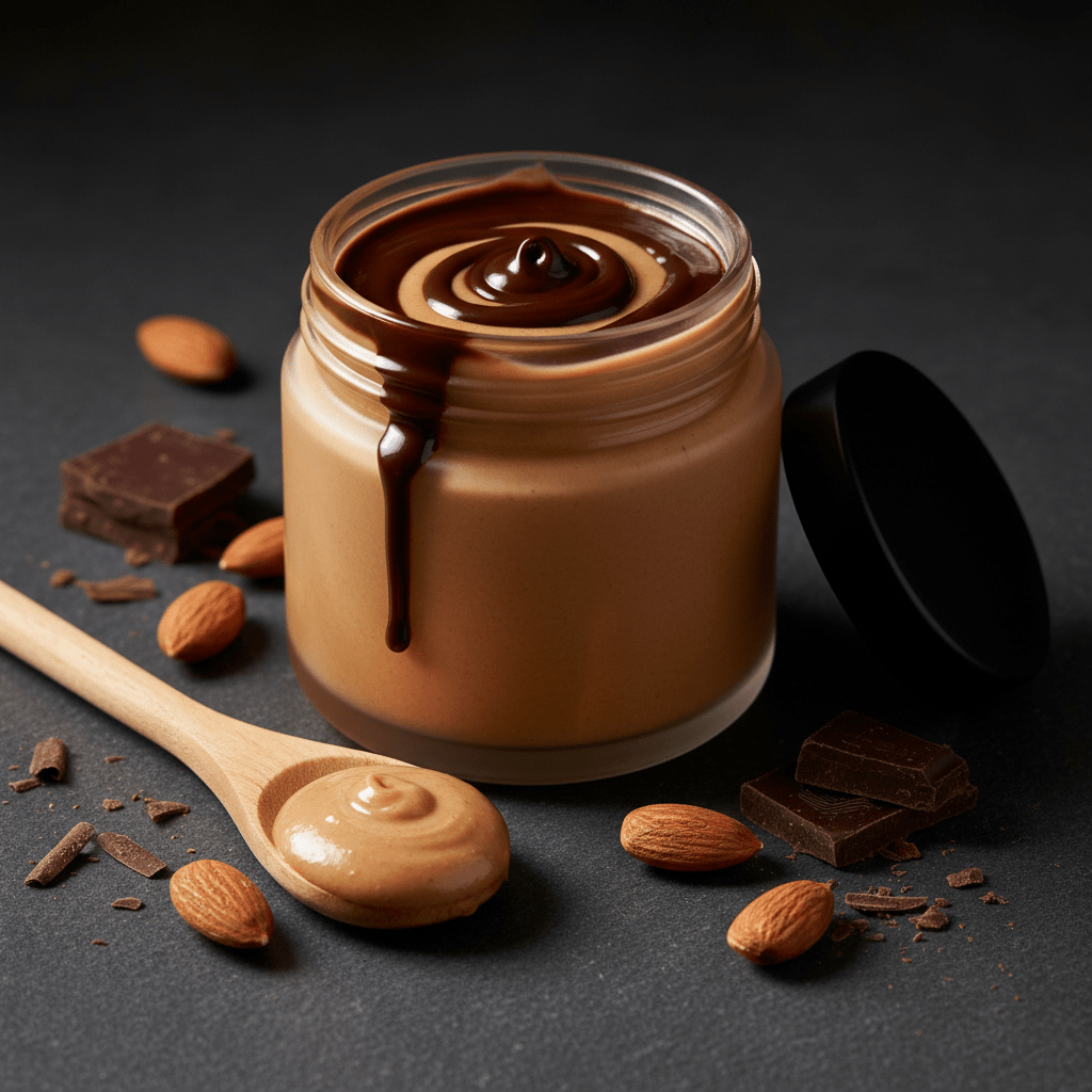 TITAN Almond Butter – Dark Chocolate Swirl, premium product photography