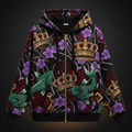 TITAN Crown Edition Tattoo Art Women's Lounge Zip-Up Hoodie - bold blossom koi tattoo artwork on matte black fleece