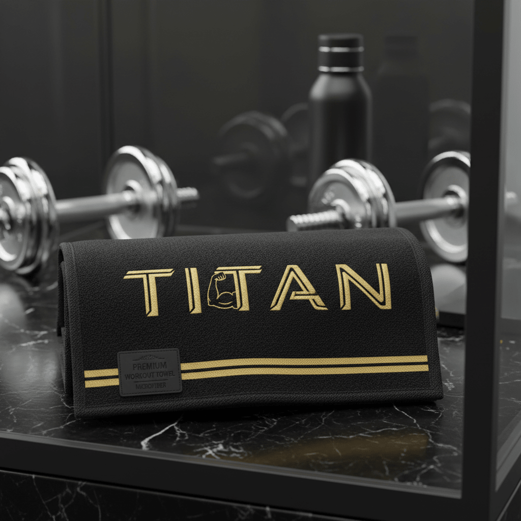 TITAN Premium Gym Towel - Black & Gold Microfiber Workout Towel