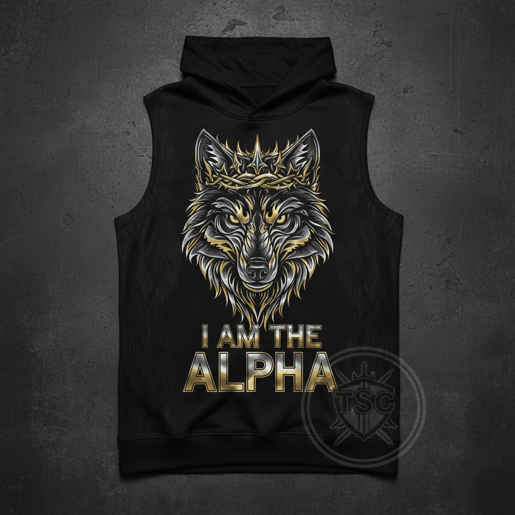 TITAN Alpha Energy Sleeveless Hoodie Crown Alpha black silver gold wolf warrior streetwear