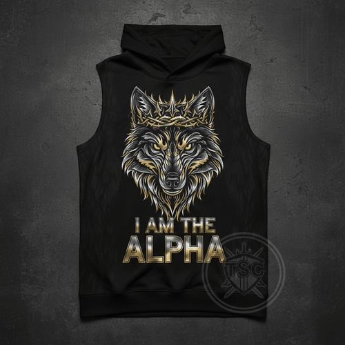 TITAN Alpha Energy Sleeveless Hoodie Crown Alpha black silver gold wolf warrior streetwear