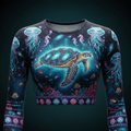 TITAN Women’s Bioluminescent Sea Turtle Galaxy Long Sleeve Crop — Kaimana Edition