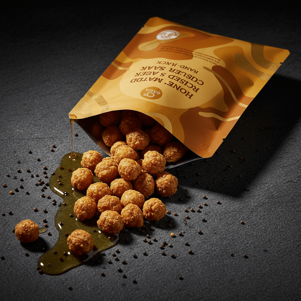 TITAN Roasted Chickpea Snack – Honey Mustard, premium product photography