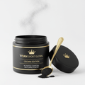TITAN Crown Edition Activated Charcoal Teeth Whitening Powder — matte black glass jar