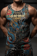 Titan Sport tank top featuring a samurai, dragon, and lotus print with the motivational text: "I DO NOT BREAK I ADAPT."