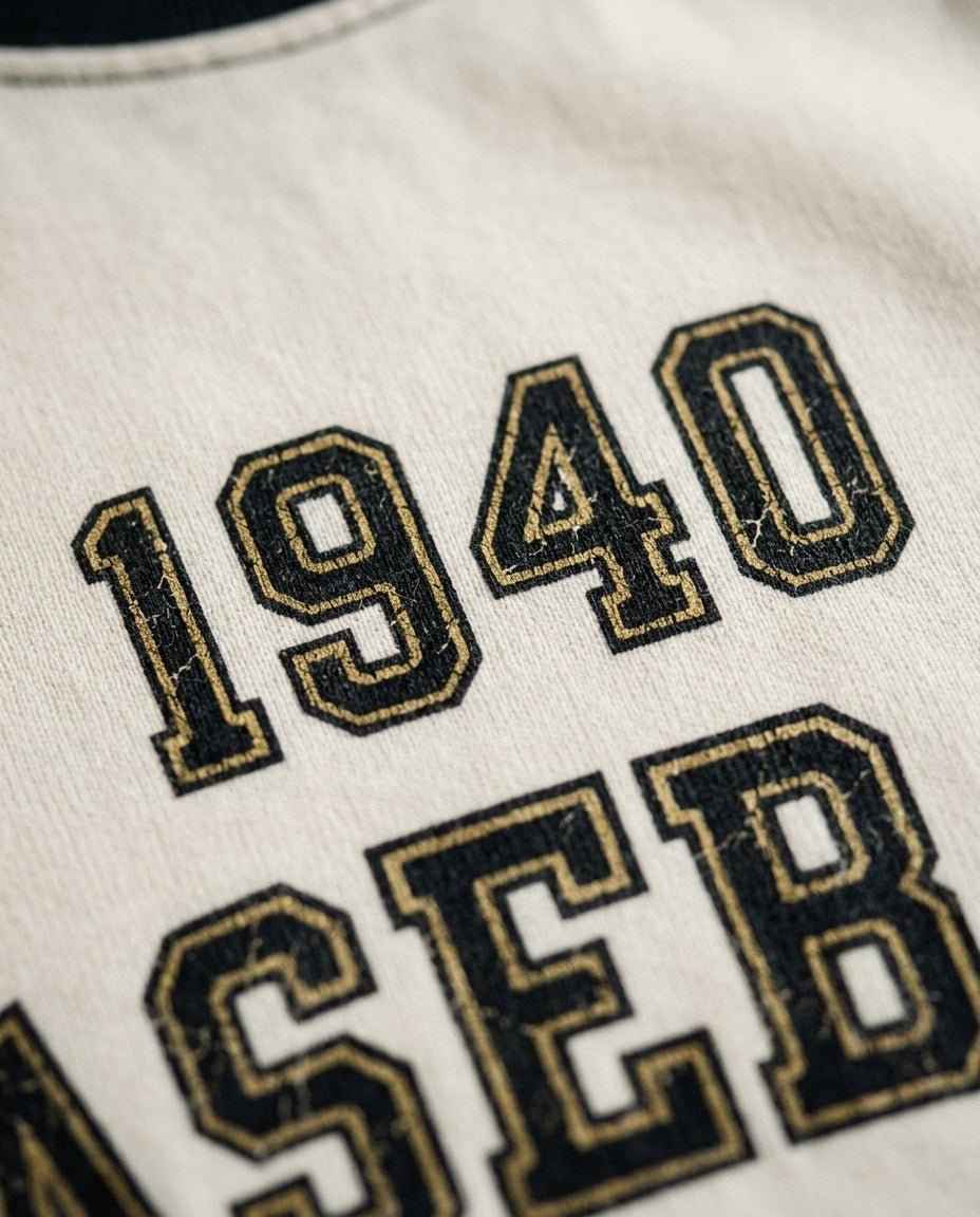 1940s Baseball League Tee - Vintage Cream