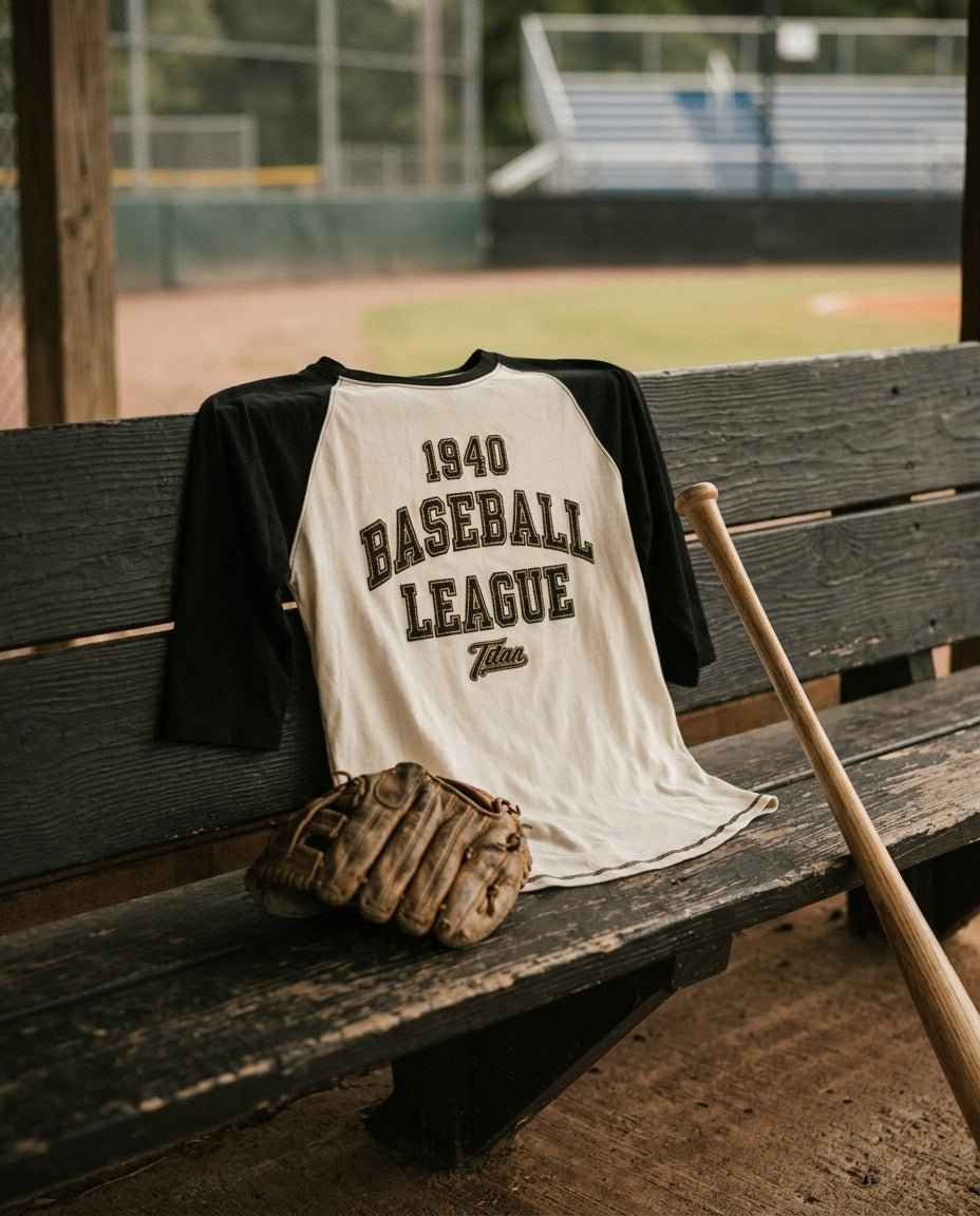 1940s Baseball League Tee - Vintage Cream