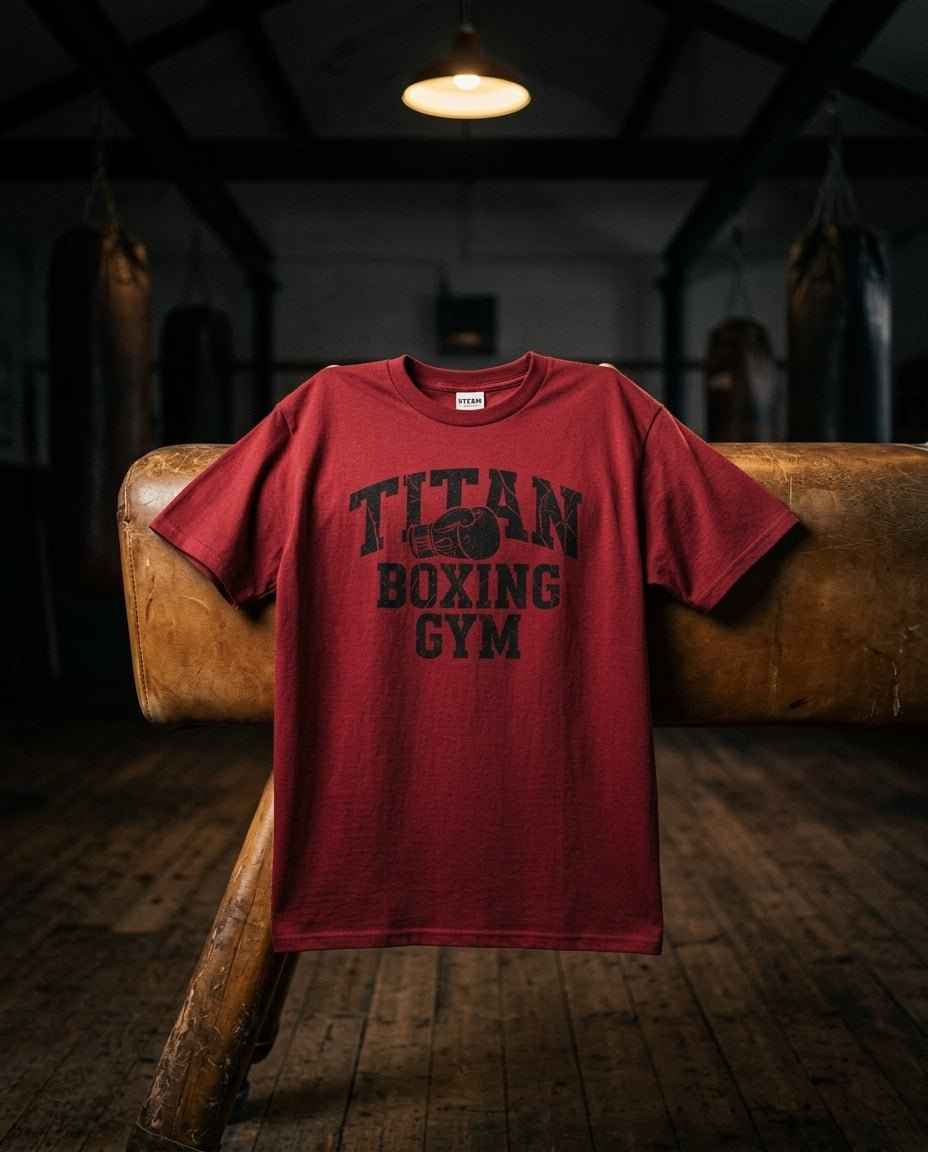 1940s Boxing Gym Tee - Knockout Red